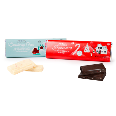 Holiday Signature Chocolate Bars - Mixed Case - 1.75oz White Cranberry Fizz and 1.75oz Dark Peppermint Crunch