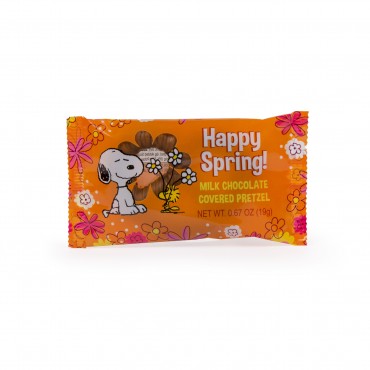 Peanuts Happy Spring Snoopy and Woodstock Milk Chocolate Enrobed Pretzel Twist