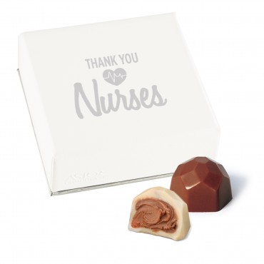 Thank You Nurses 4 pc Deco Truffle Box with Foiled Hazelnut Truffles